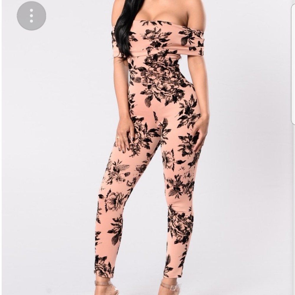 Pink and Black Floral Jumpsuit
